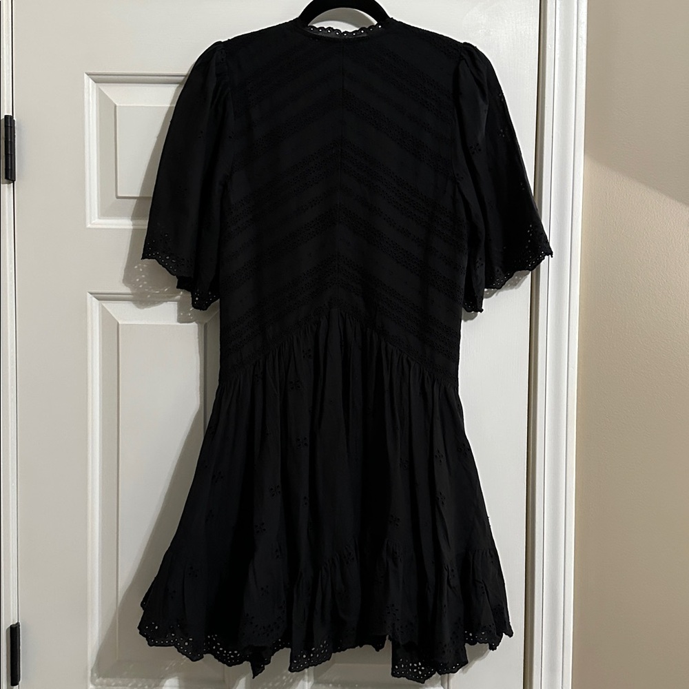 Madewell Eyelet Flutter Sleeve Mini Dress in Jet Black Cotton - Picture 8 of 8